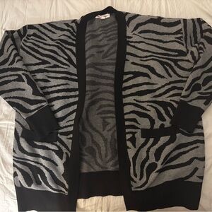 Chic Zebra Pattern Open Cardigan